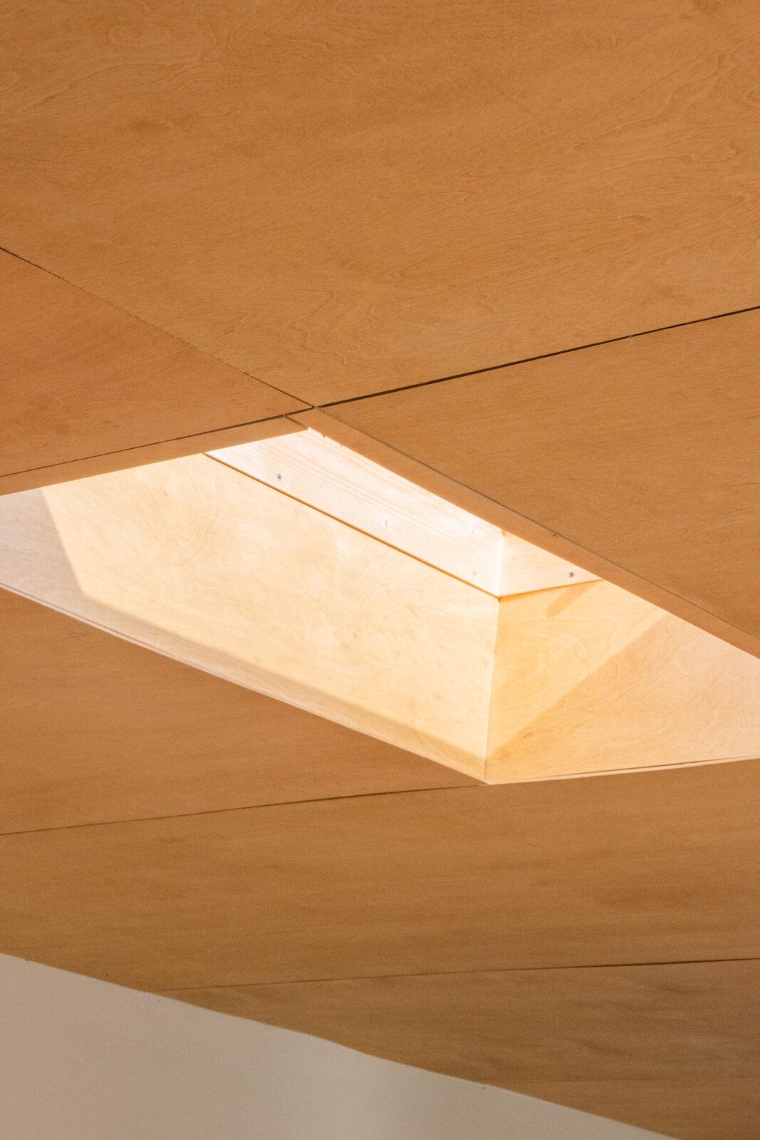Plywood ceiling around a skylight, DOMA